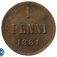 1 пенни 1881 года  Для Финляндии