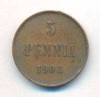 5 пенни 1908 года  Для Финляндии