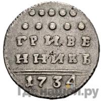 Гривенник 1734 года
