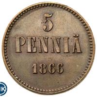 5 пенни 1866 года  Для Финляндии