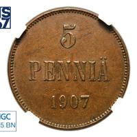 5 пенни 1907 года  Для Финляндии