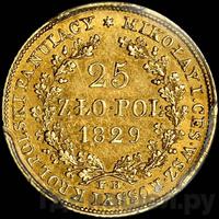 25 злотых 1829 года FH Для Польши