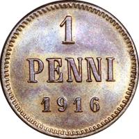 1 пенни 1916 года  Для Финляндии