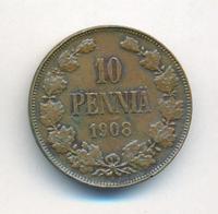 10 пенни 1908 года  Для Финляндии