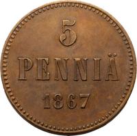 5 пенни 1867 года  Для Финляндии