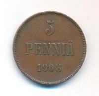 5 пенни 1908 года  Для Финляндии