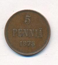 5 пенни 1873 года  Для Финляндии