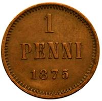 1 пенни 1875 года  Для Финляндии