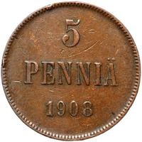 5 пенни 1908 года  Для Финляндии