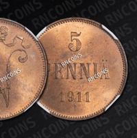 5 пенни 1911 года  Для Финляндии