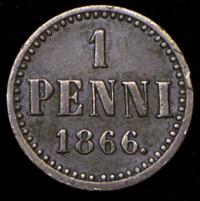 1 пенни 1866 года  Для Финляндии