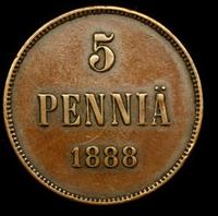 5 пенни 1888 года  Для Финляндии