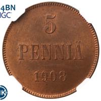 5 пенни 1908 года  Для Финляндии