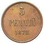 5 пенни 1872 года  Для Финляндии