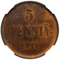 5 пенни 1911 года  Для Финляндии