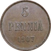 5 пенни 1907 года  Для Финляндии