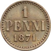 1 пенни 1871 года  Для Финляндии