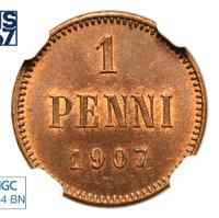 1 пенни 1907 года  Для Финляндии
