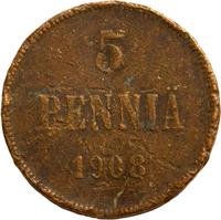 5 пенни 1908 года  Для Финляндии