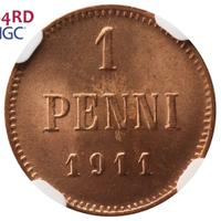 1 пенни 1911 года  Для Финляндии