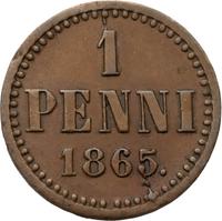 1 пенни 1865 года  Для Финляндии