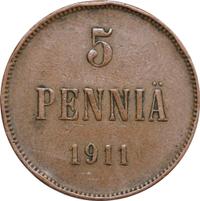 5 пенни 1911 года  Для Финляндии