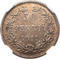 50 пенни 1911 года L Для Финляндии