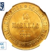 10 марок 1882 года S Для Финляндии