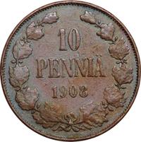 10 пенни 1908 года  Для Финляндии