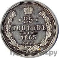 25 копеек 1863 года СПБ АБ