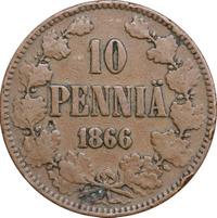 10 пенни 1866 года  Для Финляндии