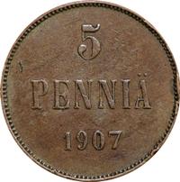 5 пенни 1907 года  Для Финляндии