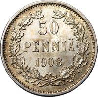 50 пенни 1908 года L Для Финляндии