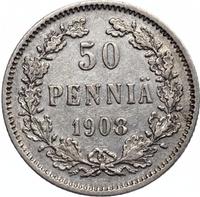 50 пенни 1908 года L Для Финляндии