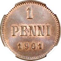 1 пенни 1901 года  Для Финляндии