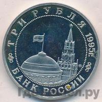 3 рубля 1995 года  Освобождение Европы от фашизма - Встреча на Эльбе