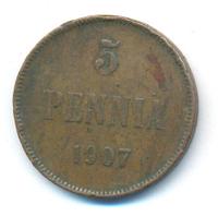 5 пенни 1907 года  Для Финляндии