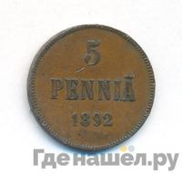 5 пенни 1892 года  Для Финляндии