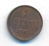 1 пенни 1908 года  Для Финляндии