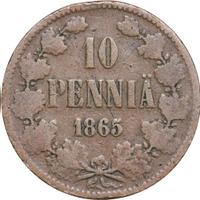 10 пенни 1865 года  Для Финляндии