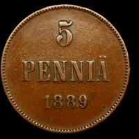 5 пенни 1889 года  Для Финляндии