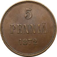 5 пенни 1872 года  Для Финляндии
