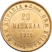 20 марок 1911 года L Для Финляндии