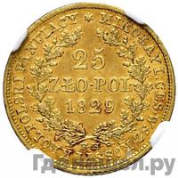 25 злотых 1829 года FH Для Польши