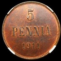 5 пенни 1911 года  Для Финляндии
