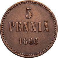 5 пенни 1866 года  Для Финляндии