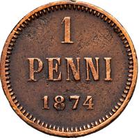 1 пенни 1874 года  Для Финляндии