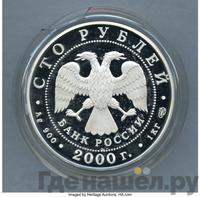 100 рублей 2000 года СПМД Серебро