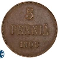 5 пенни 1908 года  Для Финляндии