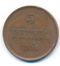 5 пенни 1906 года  Для Финляндии